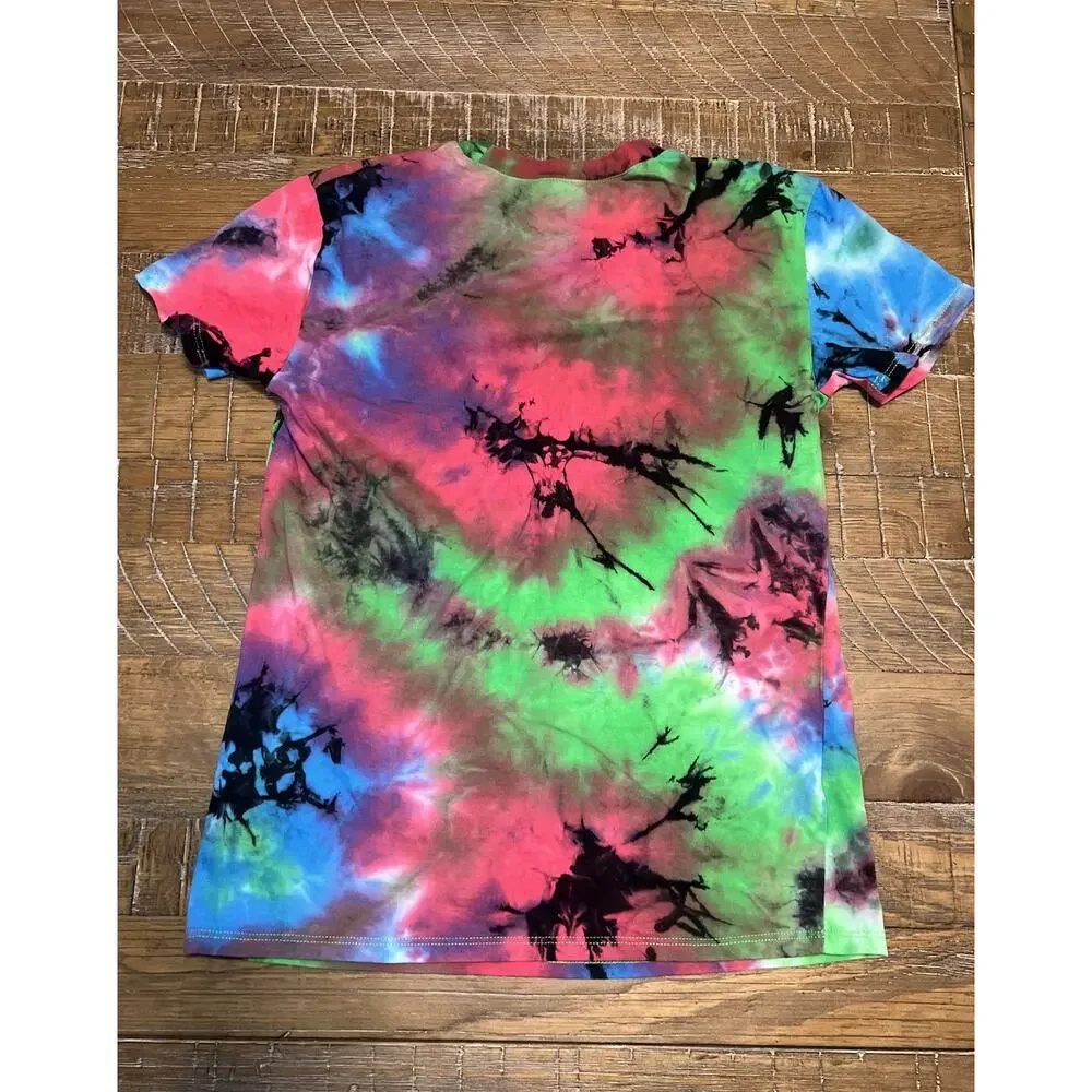 aLab Tie Dye Men’s Small Short Sleeve T-shirt Black & White Floral Print